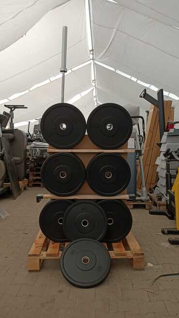 GRYF olimpijski 220cm + 100kg obciążenia BUMPER set zestaw